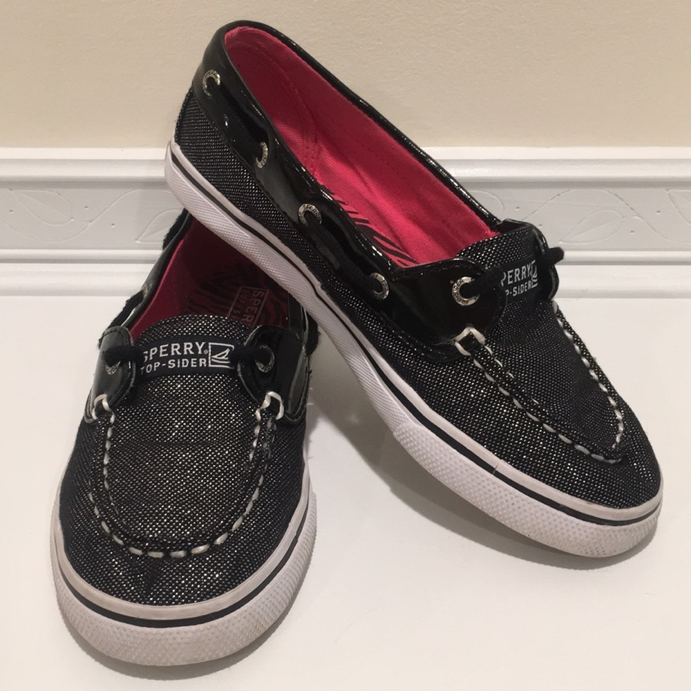 🌟SALE Sperry Top Slider Black Sparkle boat shoes